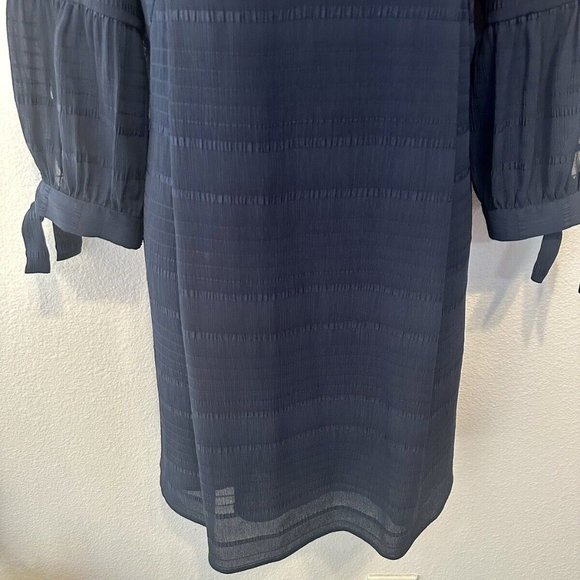 Whistles Womens Sz 8 M Navy Blue Knee Length Shift Dress Tie Sleeves Classic - Picture 5 of 11